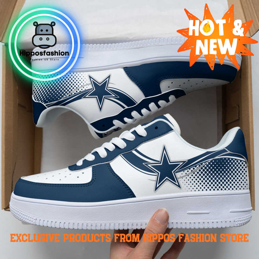 Dallas Cowboys White Blue Style Air Force 1 Sneakers