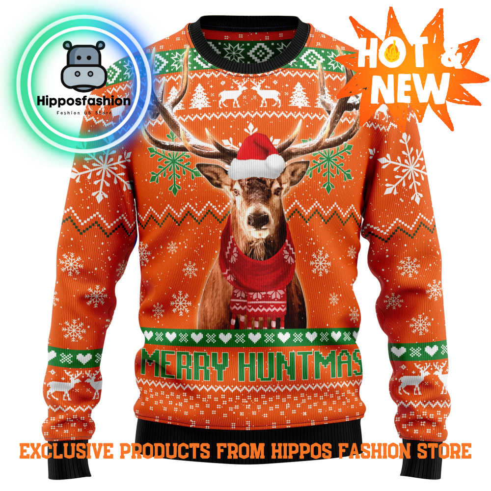 Deer Merry Huntmas Ugly Christmas Sweater USve.jpg