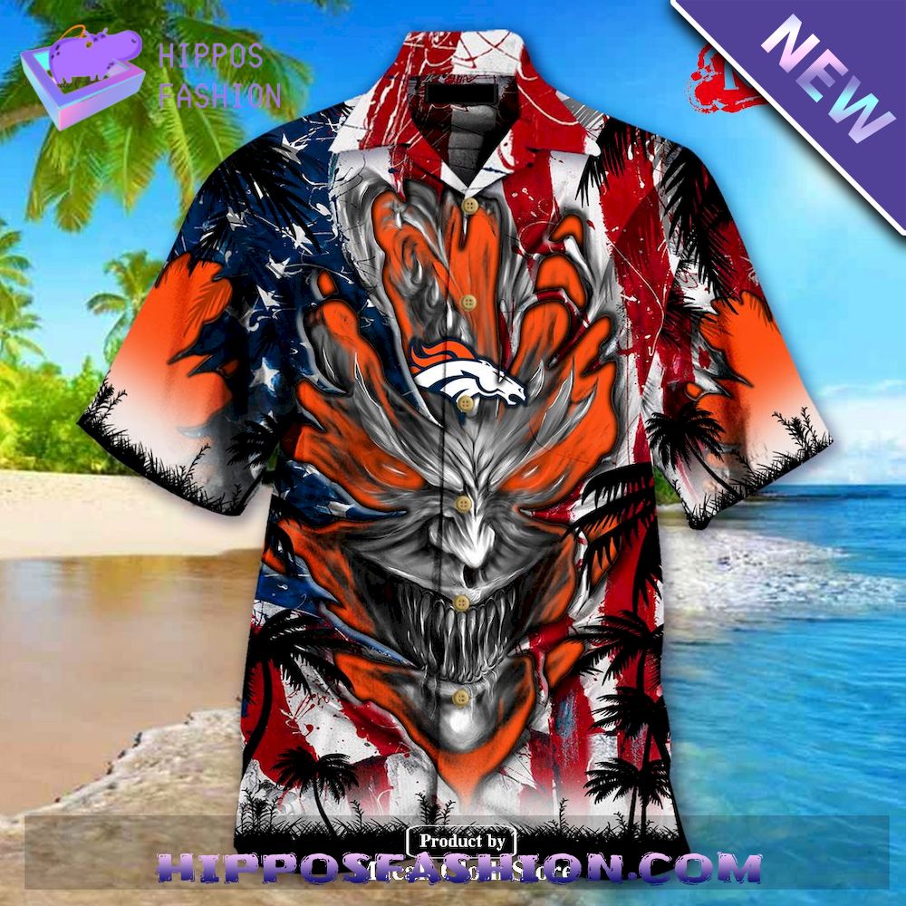 Denver Broncos US Memorial Day Demon Face Personalized Hawaiian Shirt
