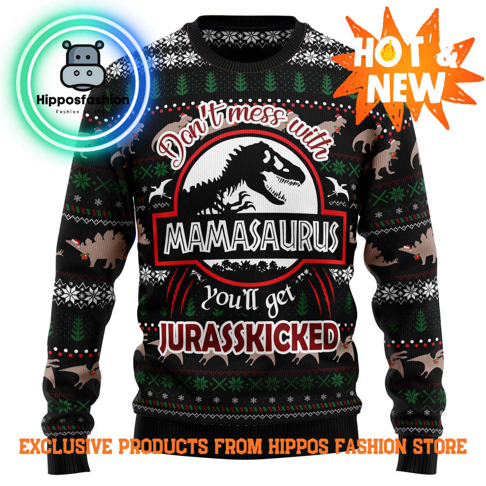 Dinosaur Mamasaurus Ugly Christmas Sweater