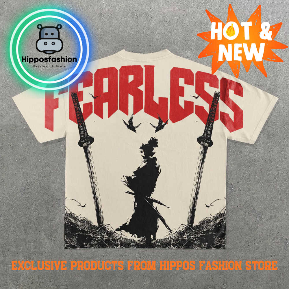 Fearless Warrior Print Short Sleeve T-Shirt