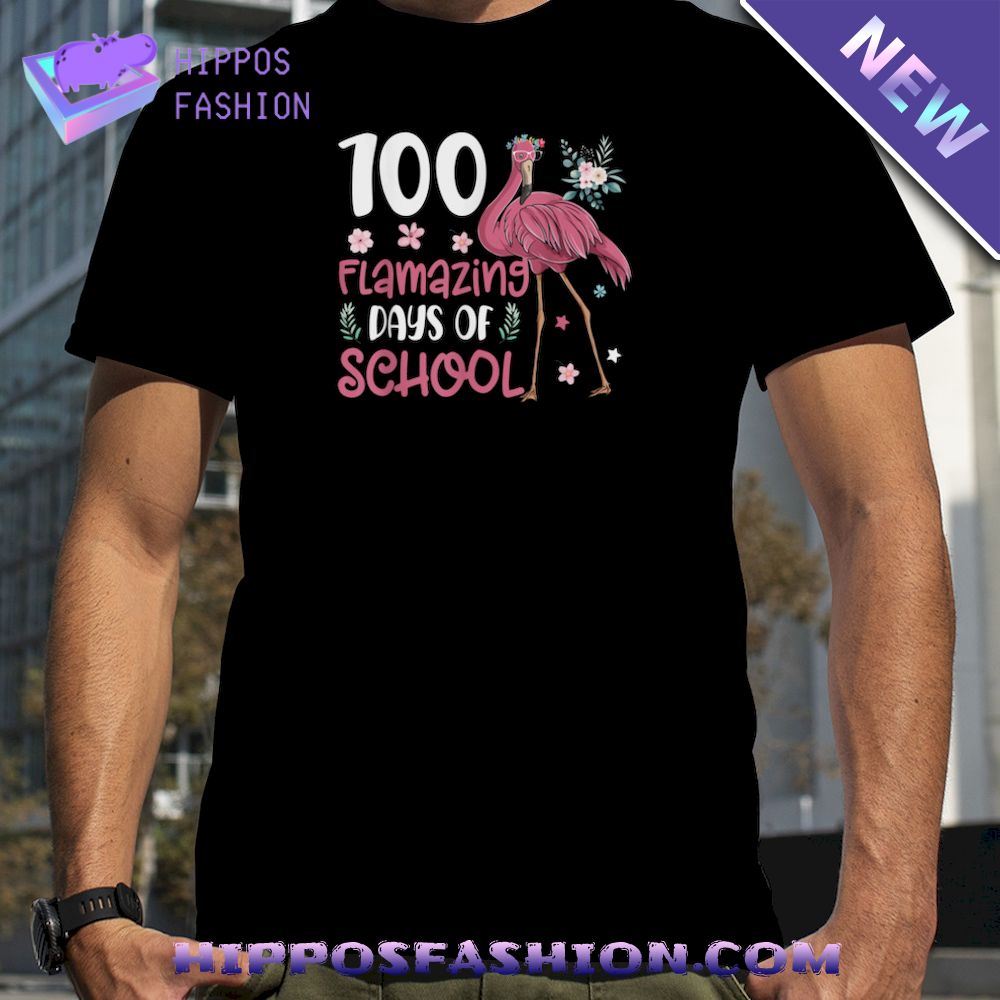 Flamazing Days Of School Flamingo 100Th Day Teachers T-Shirt