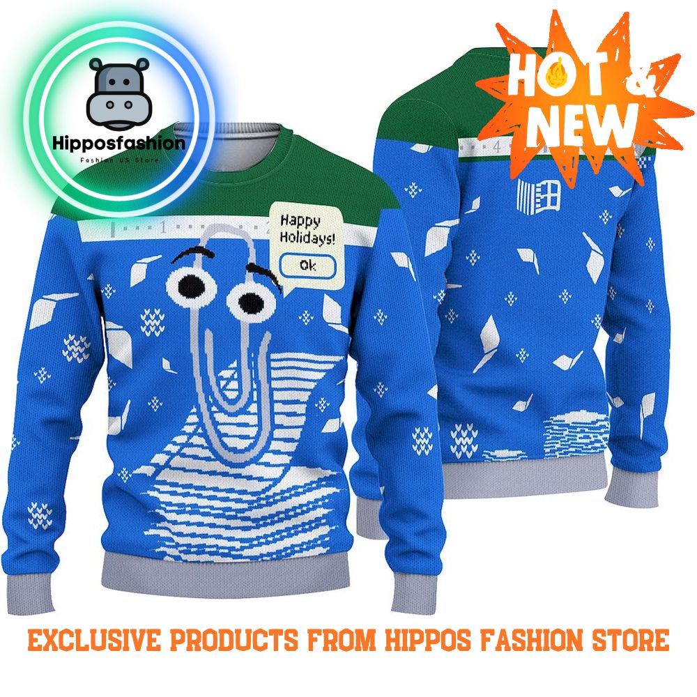 Funny Clippy Ugly Christmas Sweater
