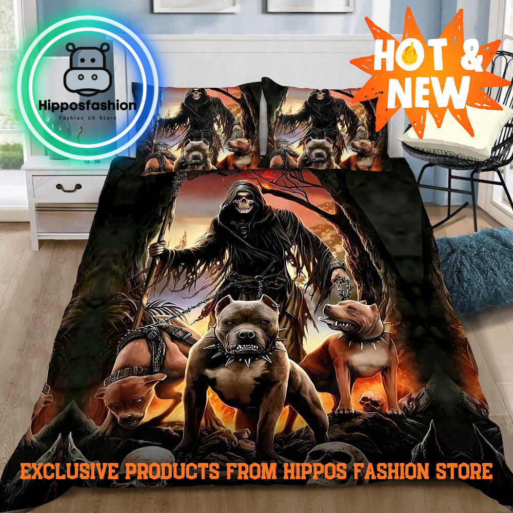 God Of The Death With Pitbull Bedding Set