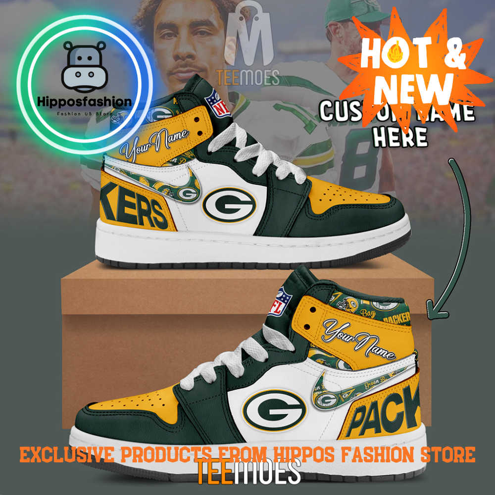 Green Bay Packers Customized Air Jordan Sneakers Shoes ZTJX.jpg