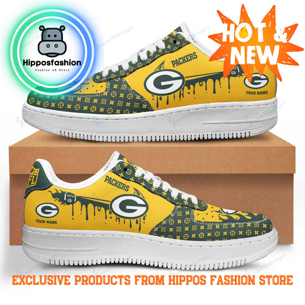 Green Bay Packers Green Yellow Air Force Sneakers uFbz.jpg