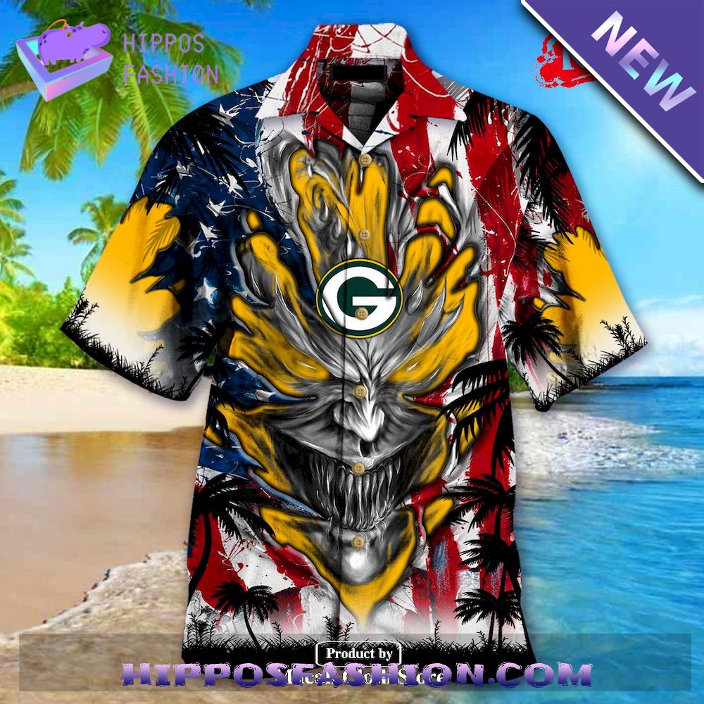 Green Bay Packers US Memorial Day Demon Face Personalized Hawaiian Shirt