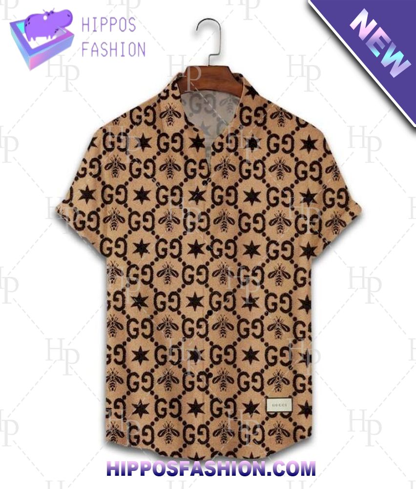 Gucci Bee Black Super Star Hawaiian Shirt And Shorts