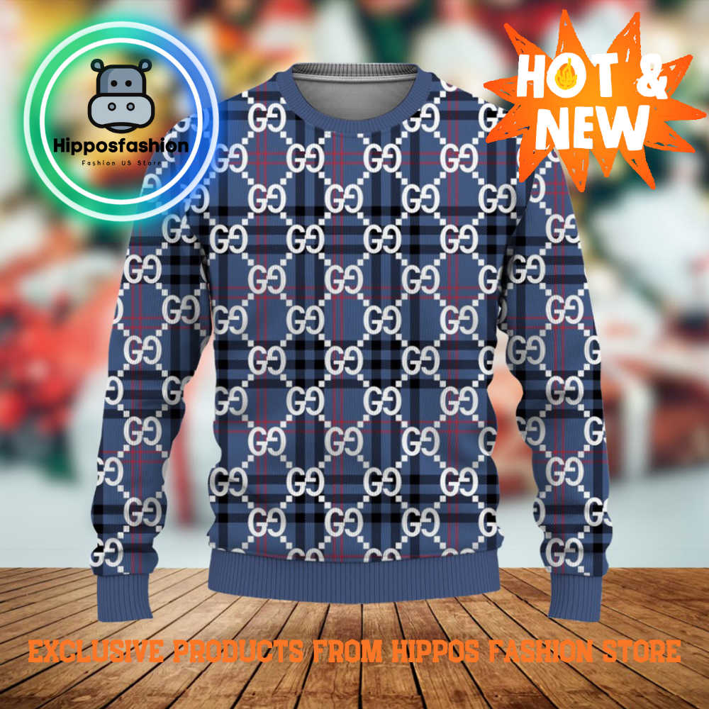 Gucci Blue Luxury Brand Ugly Christmas Sweater YqSo.jpg