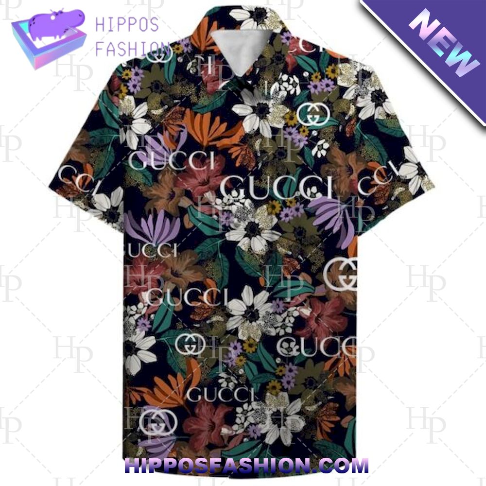 Gucci Dark Flower Hawaiian Shirt And Shorts