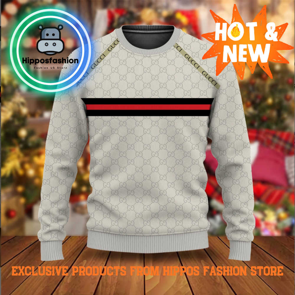 Gucci Line Black Red Luxury Brand Ugly Christmas Sweater djct.jpg
