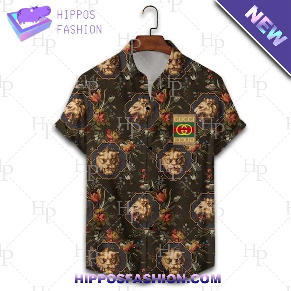 Gucci Lion Hawaiian Shirt And Shorts