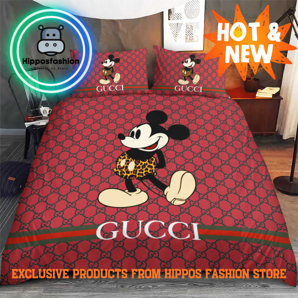 Gucci Mickey Luxury Brand Premium Bedding Set Home Decor