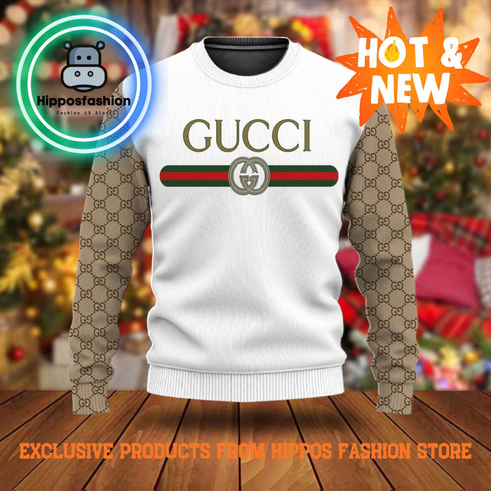 Gucci White Luxury Brand Ugly Christmas Sweater CwfaD.jpg