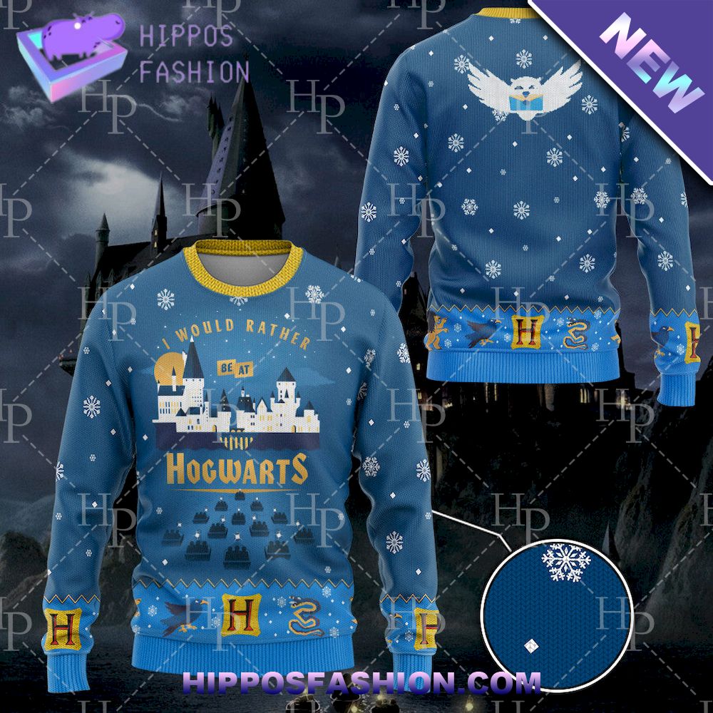 HP Would Rather Be At Hogwarts Ugly Christmas Ugly Sweater