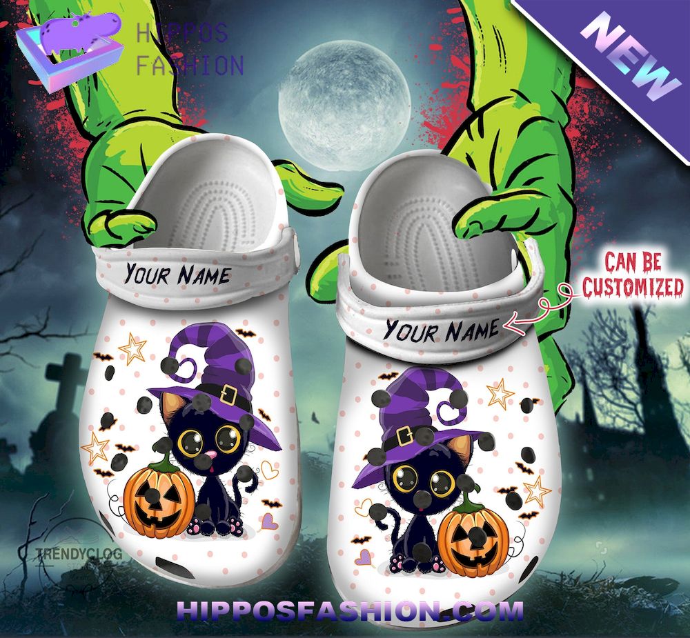 Halloween Black Cat And Pumpkin Personalized Crocs Clog Shoes