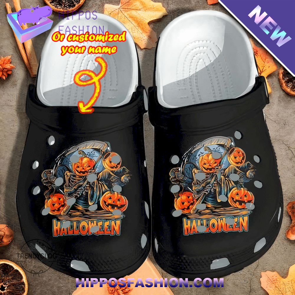 Halloween Black Ghost Pumpkins Personalized Crocs Clog Shoes