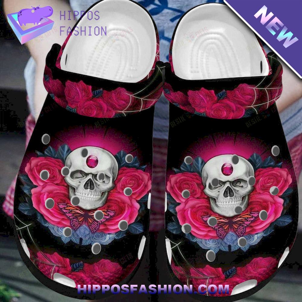 Halloween Skull Roses Personalized Crocs Clog Shoes