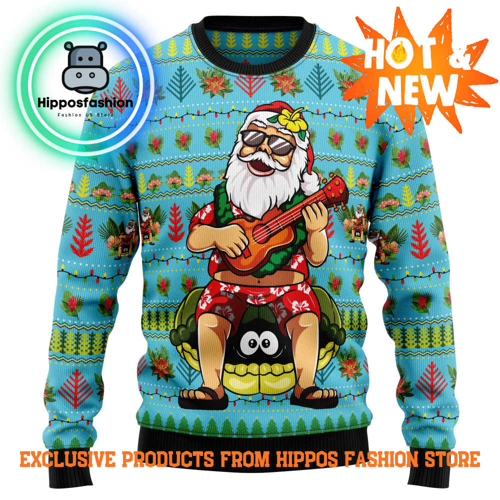Hawaiian Christmas Santa Claus Ugly Christmas Sweater NgEX.jpg