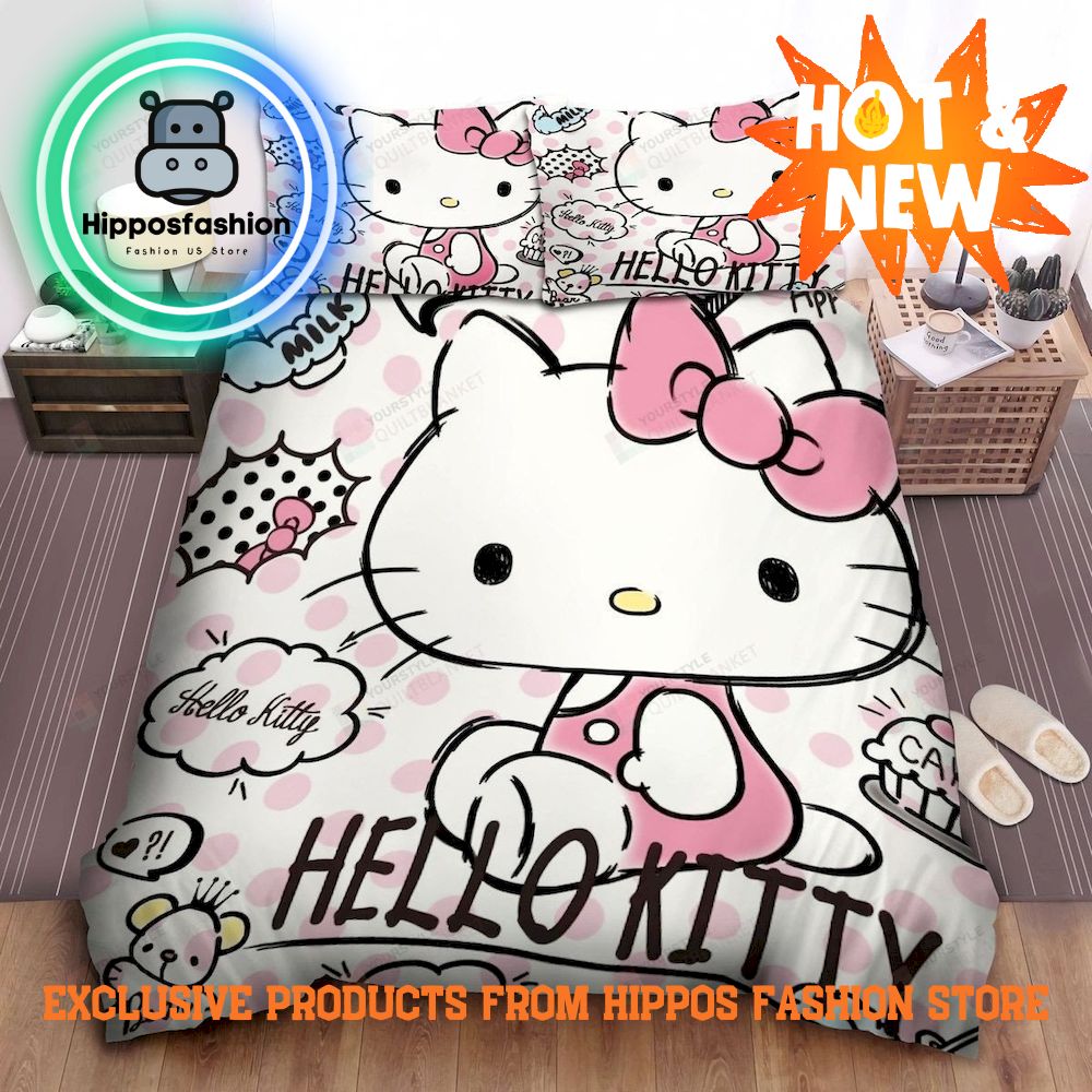 Hello Kitty Cute Drawings Pattern Bedding Set