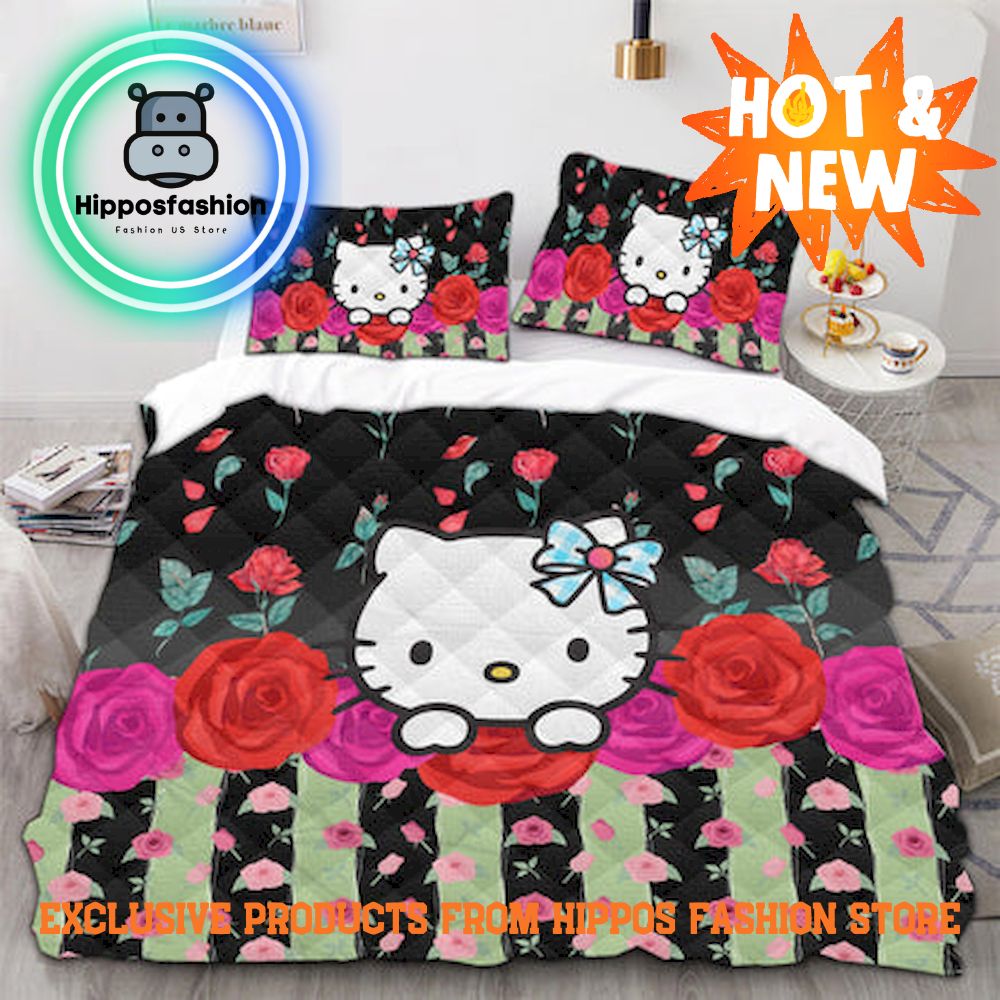 Hello Kitty Duvet Cover Quilted Pillowcase Bedding Set