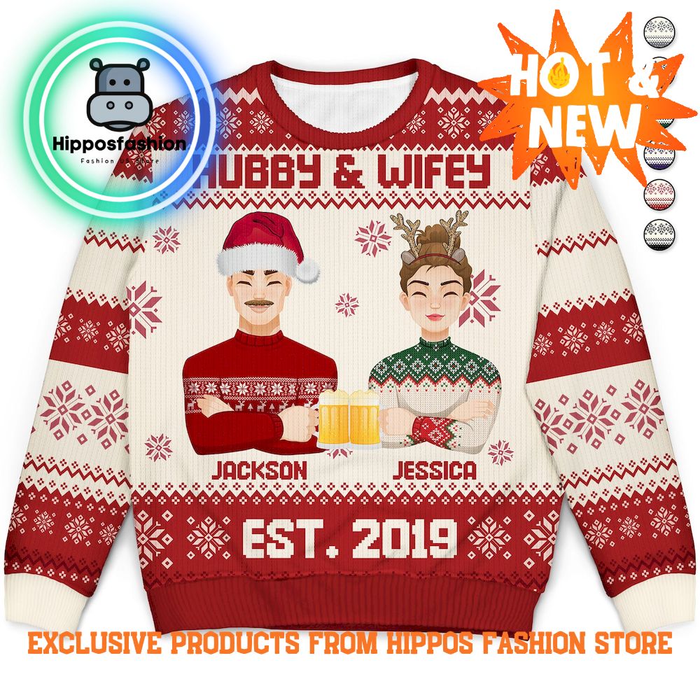 Hubby Wifey Anniversary Christmas Unisex Ugly Sweater