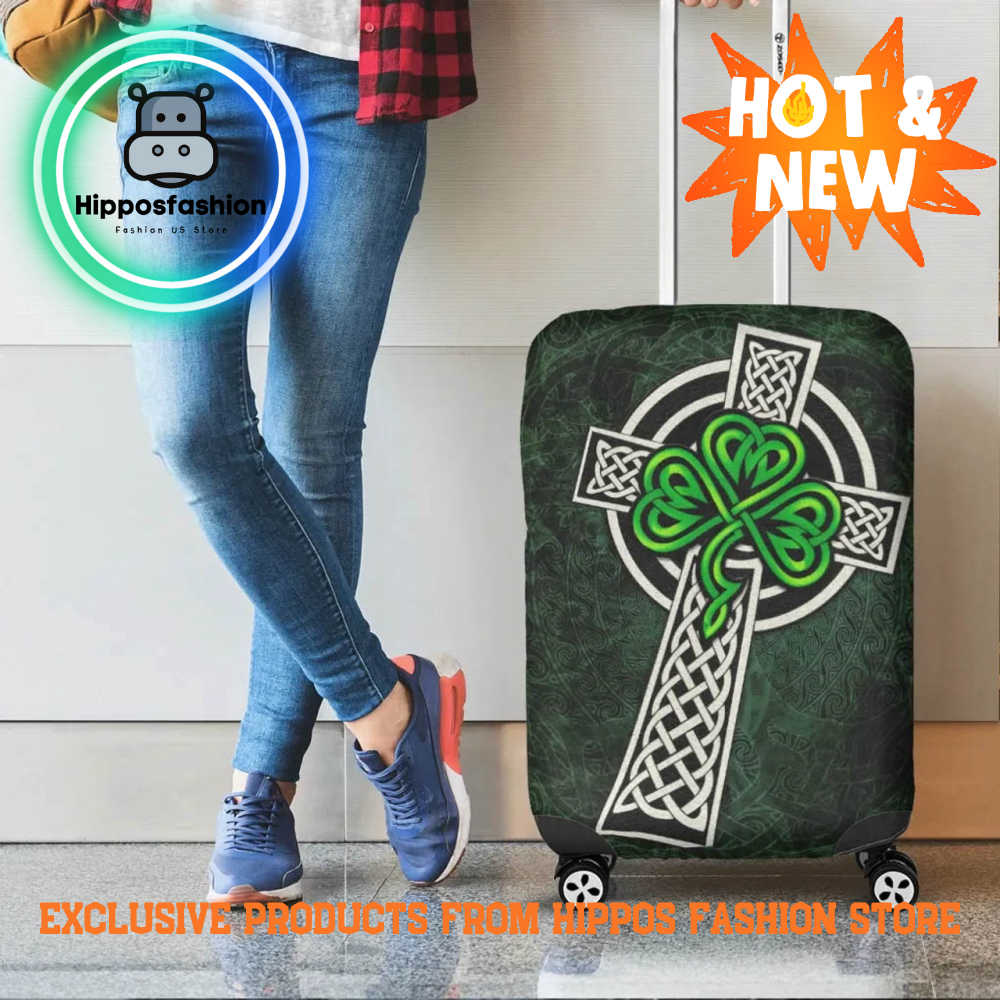 Ireland Celtic Cross Shamrock Skew Style Luggage Cover zJfxk.jpg