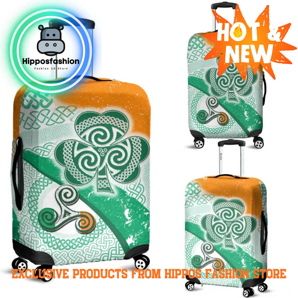 Ireland Celtic Ireland Shamrock With Celtic Patterns Luggage Cover xLO.jpg