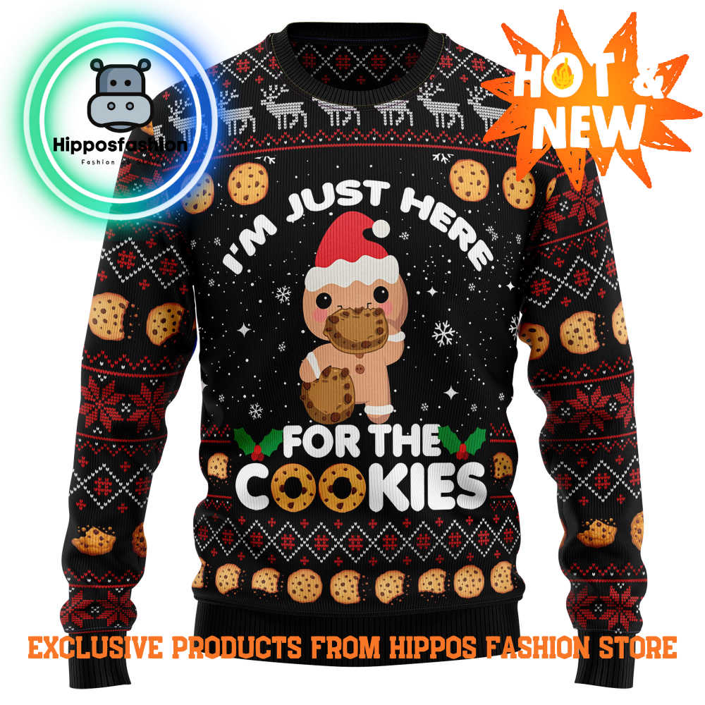 Just Here For The Cookies Ugly Christmas Sweater