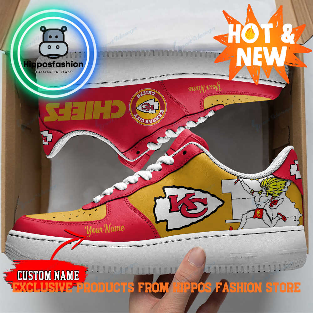 Kansas City Chiefs Yellow Red Personalized Air Force Sneakers tyox.jpg