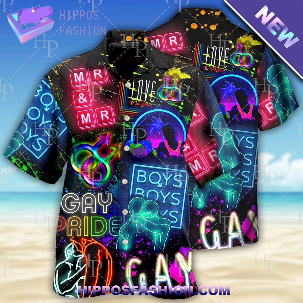 LGBT Gay Neon Art Gay Pride Hawaiian Shirt