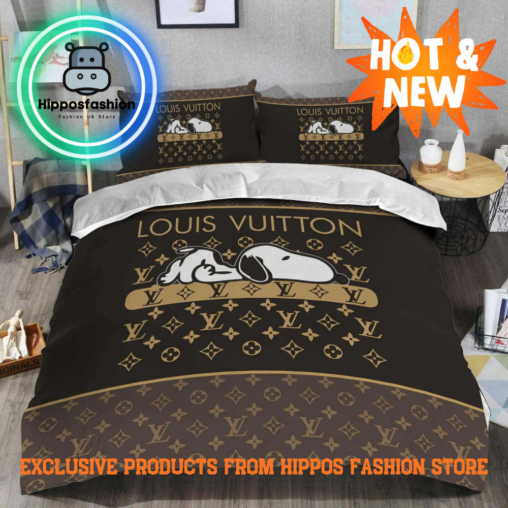 LV Snoopy Luxury Brand Bedding Set Home Decor