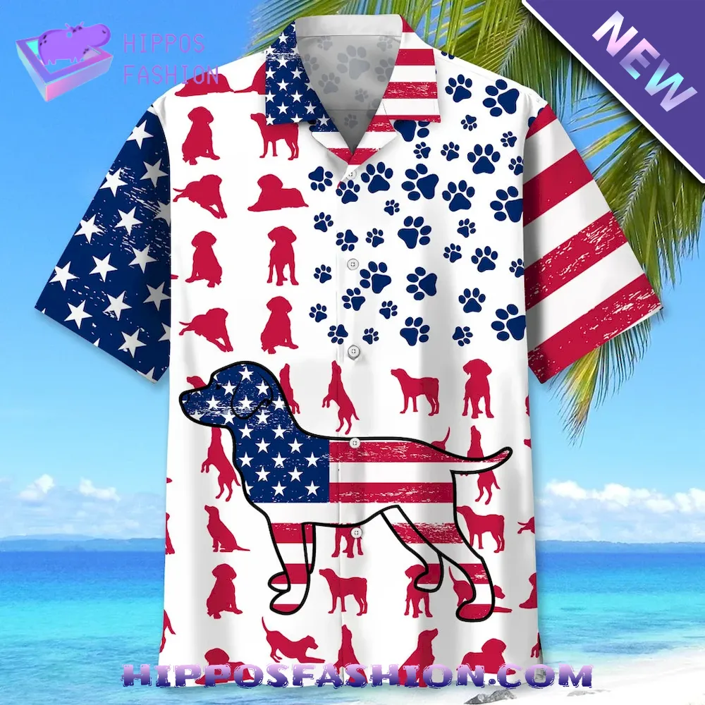 Labrador Usa Flag Hawaiian Shirt