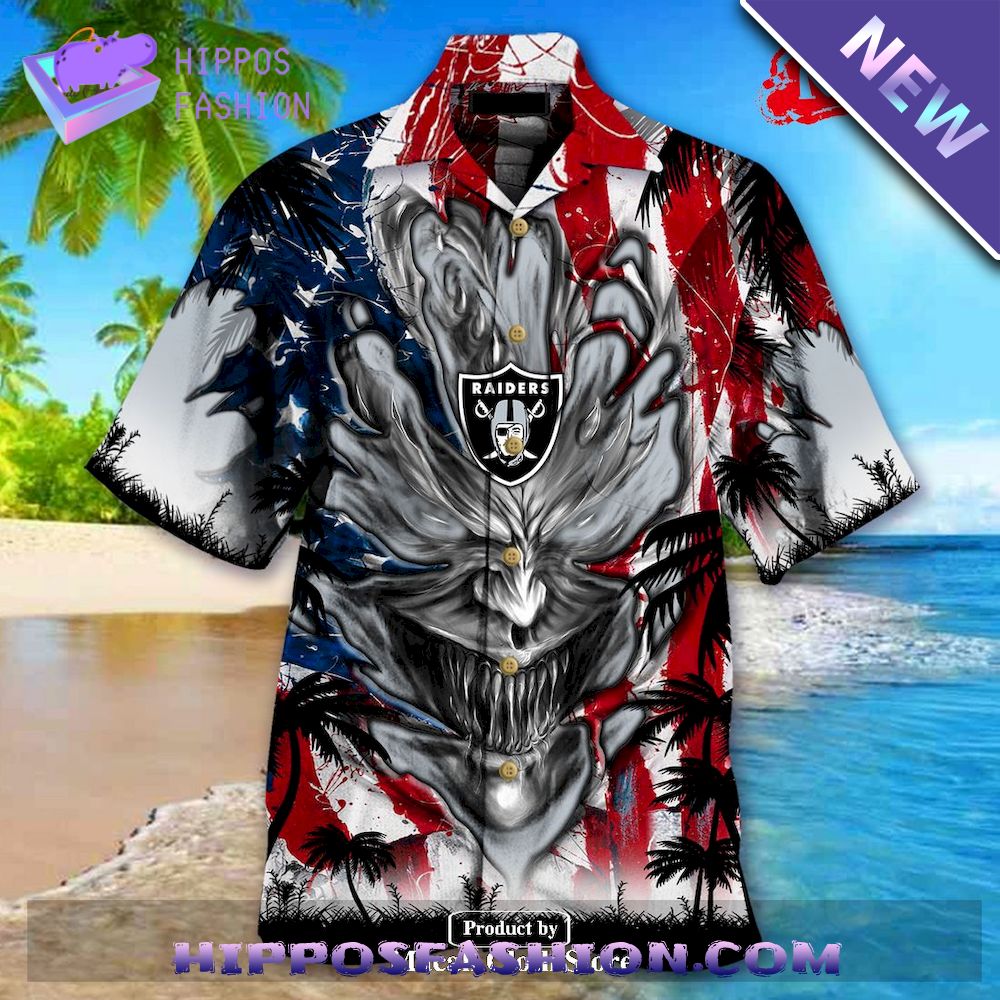 Las Vegas Raiders US Memorial Day Demon Face Personalized Hawaiian Shirt