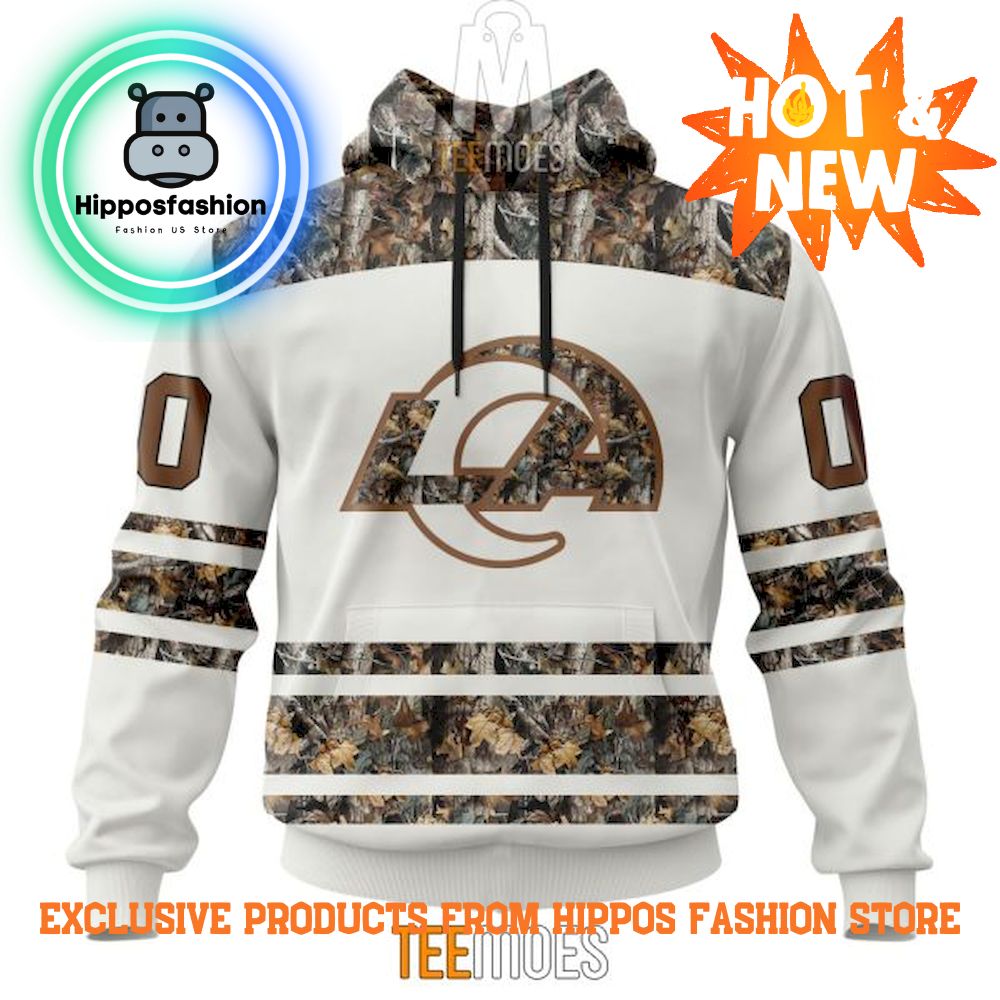Los Angeles Rams White Camo Hunting Design Personalized Hoodie