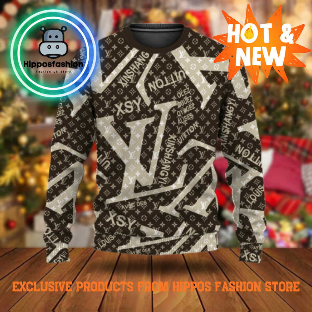 Louis Vuitton Logo Brown Brand Luxury Ugly Christmas Sweater wbnbc.jpg