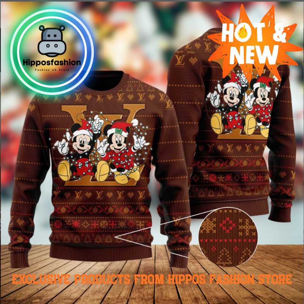 Louis Vuitton Mouse Mickey Brand Luxury Ugly Christmas Sweater ncfnq.jpg