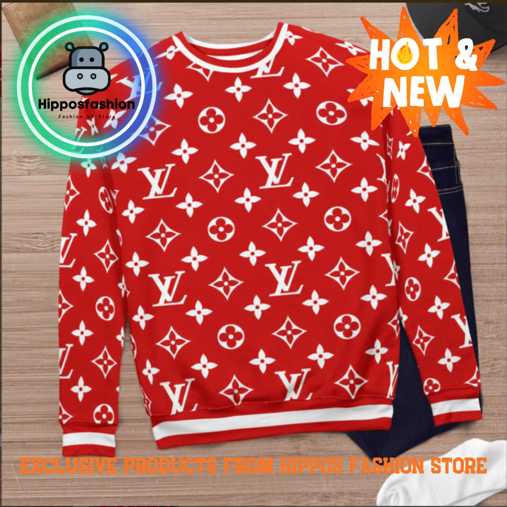 Louis Vuitton Red Brand Luxury Ugly Christmas Sweater dKQp.jpg