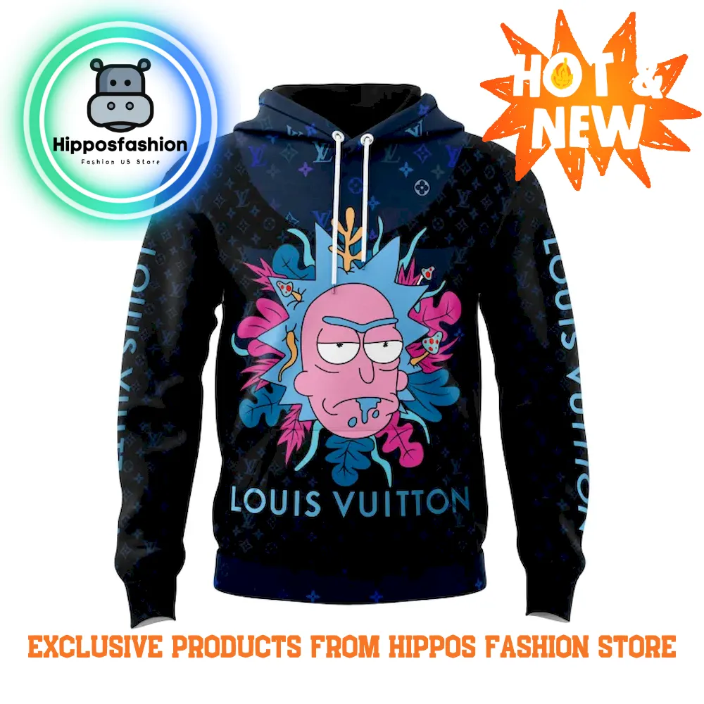 Louis Vuitton Rick And Morty Colorful Black Unisex Hoodie