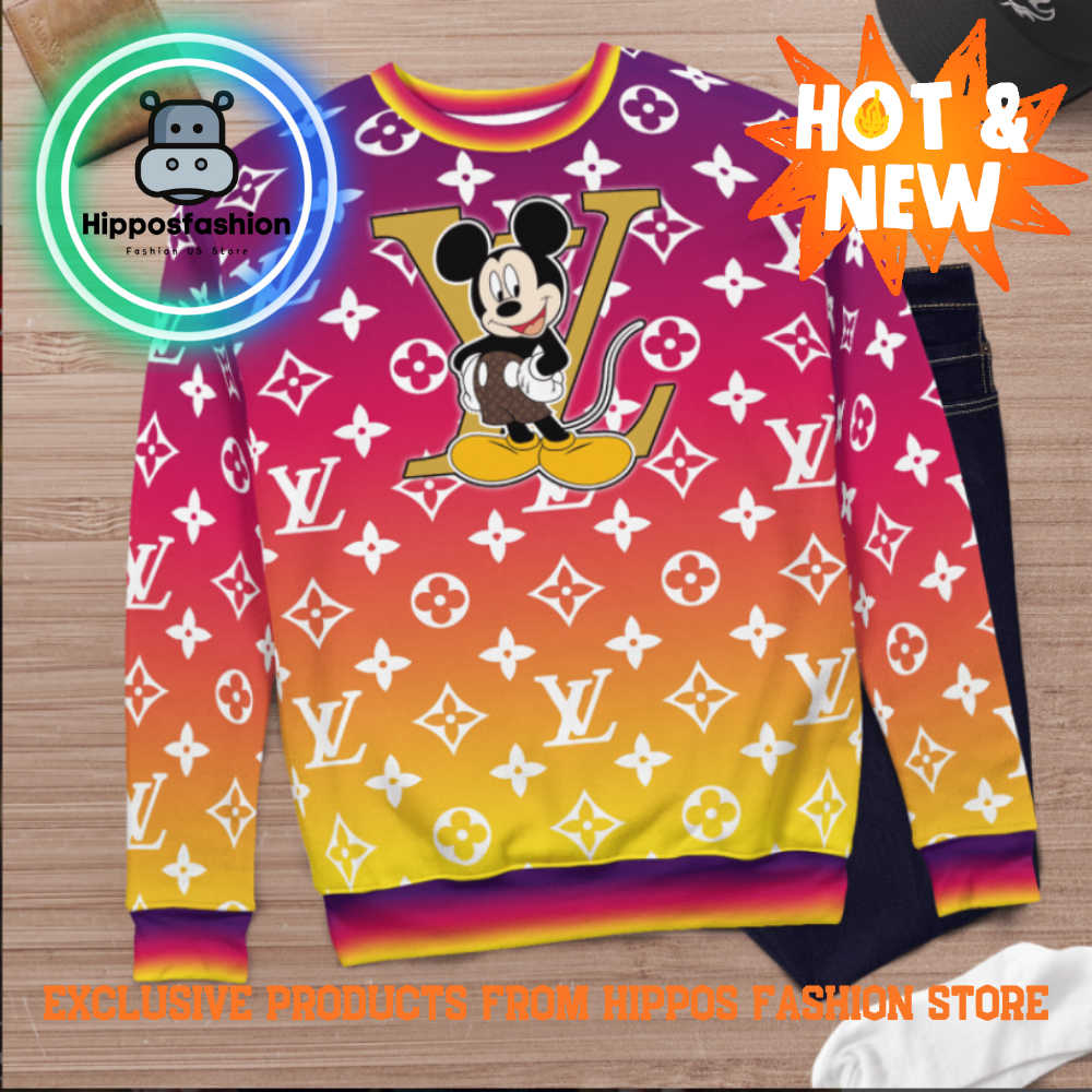 Louis Vuitton x Mickey Colorful Brand Luxury Ugly Christmas Sweater KqpR.jpg