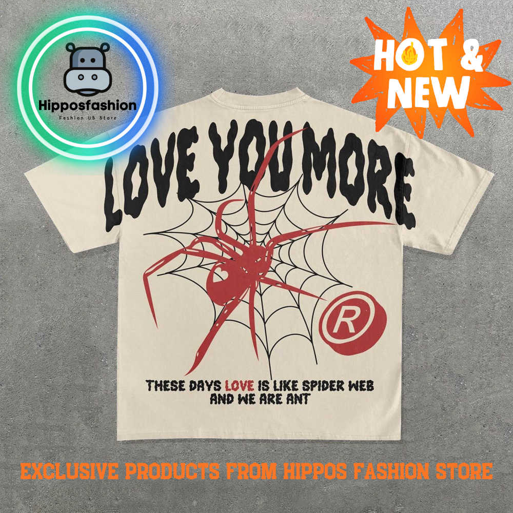Love You More Spider Print Short Sleeve T Shirt dsfHv.jpg
