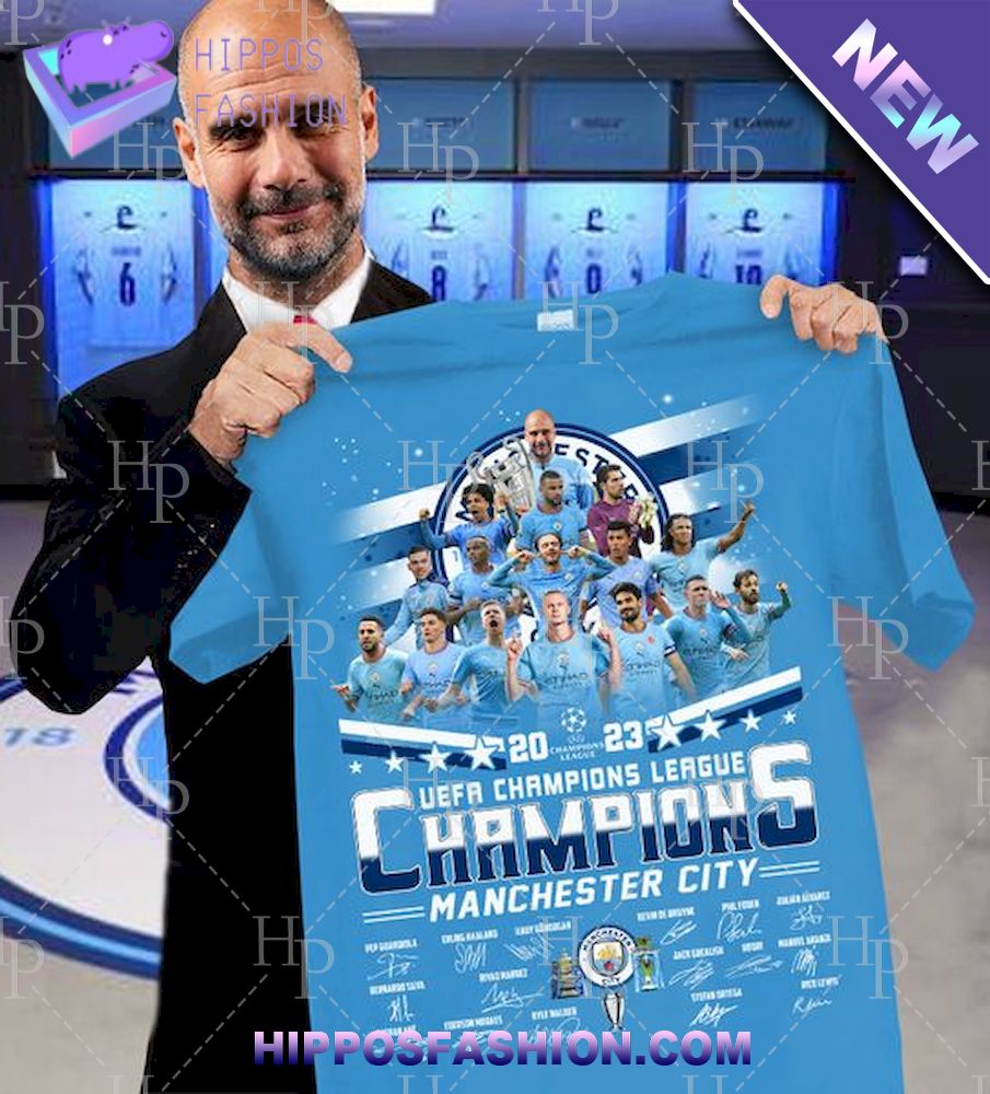 Manchester City UCL Champions Custom D Tshirt