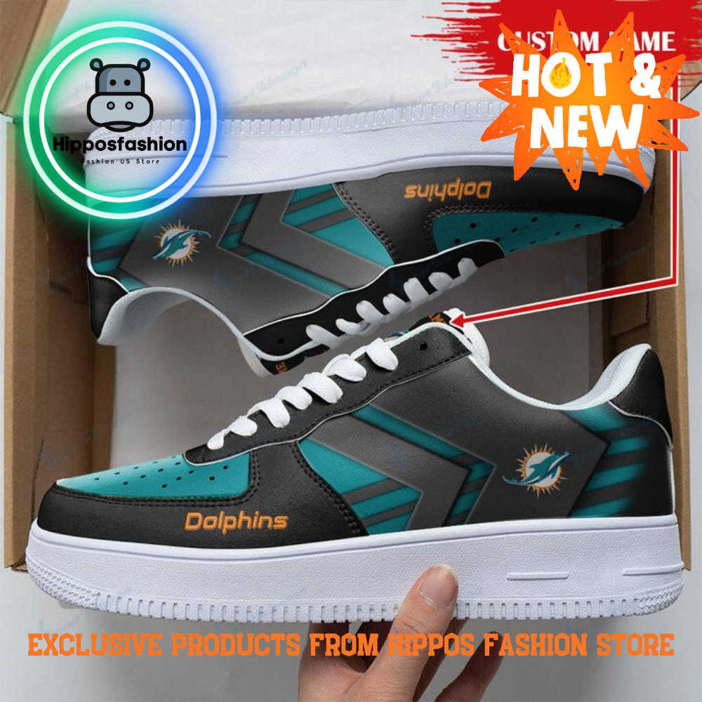 Miami Dolphins Black Blue Personalized Air Force Sneakers CDYb.jpg