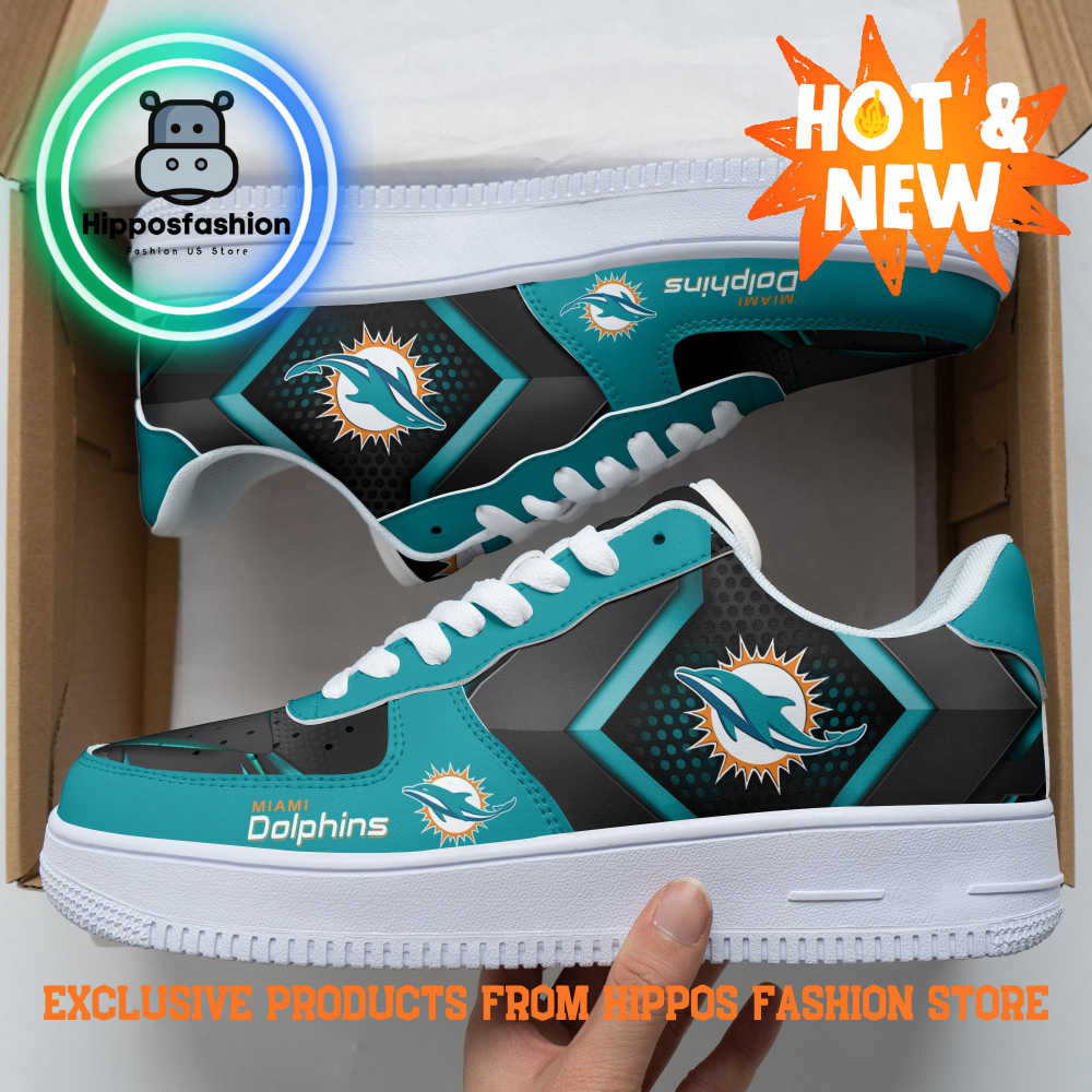 Miami Dolphins Blue Logo Air Force 1 Sneakers