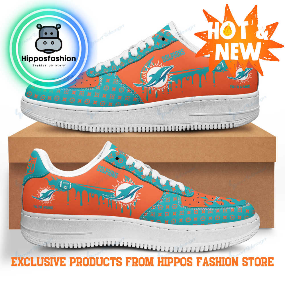 Miami Dolphins Blue Orange Air Force 1 Sneakers