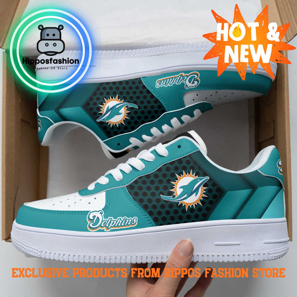 Miami Dolphins Blue Style Air Force 1 Sneakers