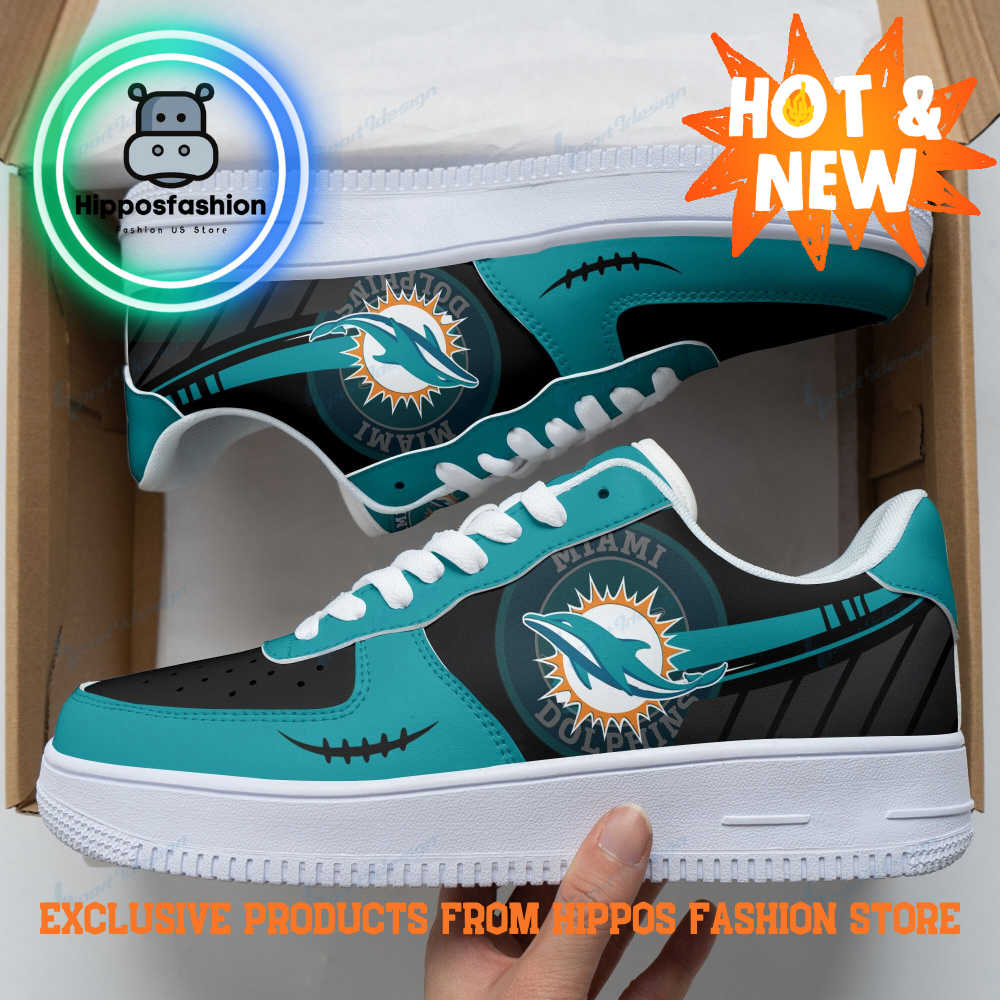 Miami Dolphins Football Black Blue Air Force 1 Sneakers