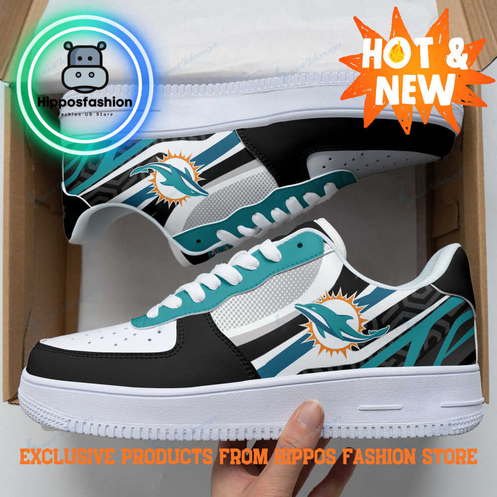 Miami Dolphins Marine Blue Black Air Force 1 Sneakers