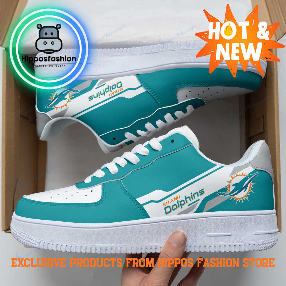 Miami Dolphins Marine Blue White Air Force 1 Sneakers