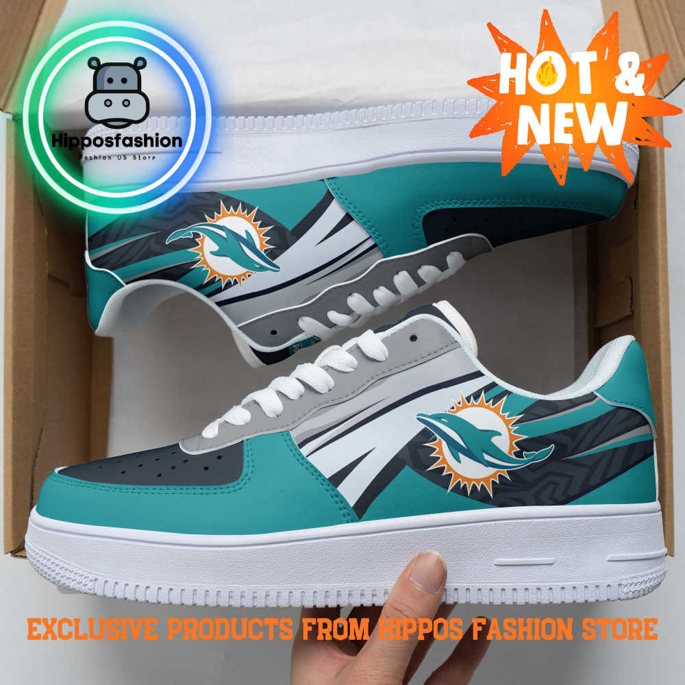 Miami Dolphins White Blue Air Force 1 Sneakers